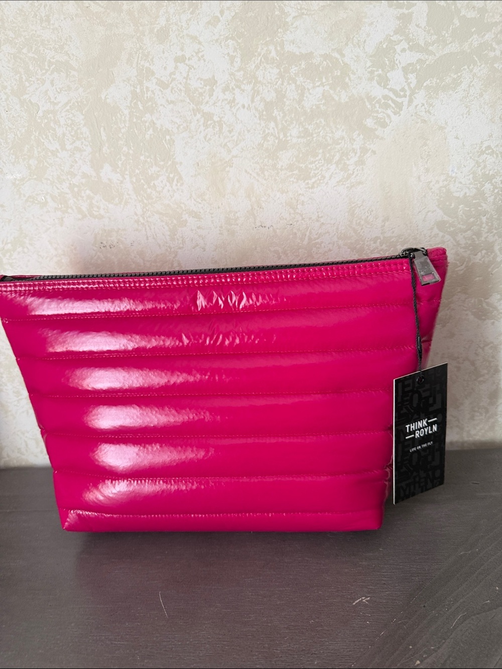 THINK ROYLN Hot Pink Quilted Cosmetic Pouch - Picture 3 of 4